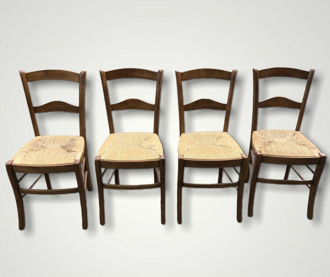 A Set Of Four Vintage Arts And Crafts Style Oak Chairs ( SOLD )