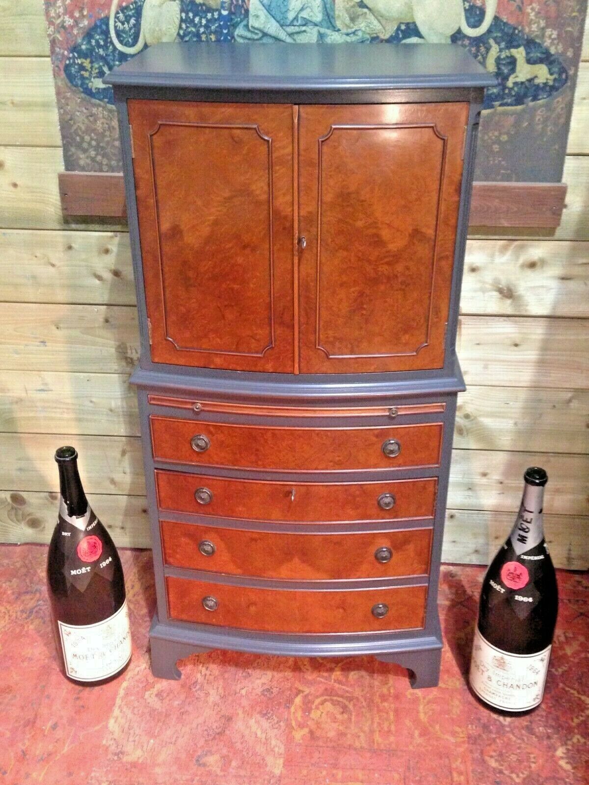 Stunning Refinished Walnut Drinks Cabinet / Vintage Cocktail Cabinet ( SOLD )
