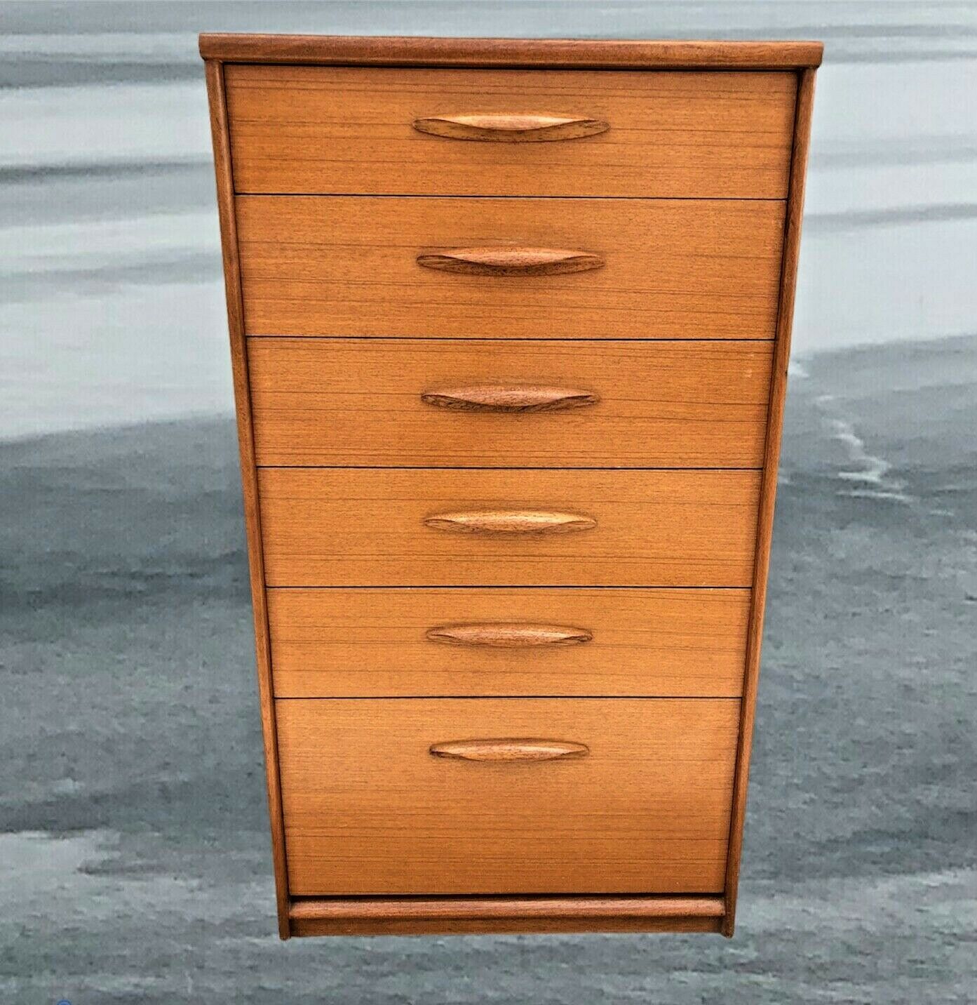 Retro Teak Tallboy Chest Of Drawers By Austinsuite ( SOLD )