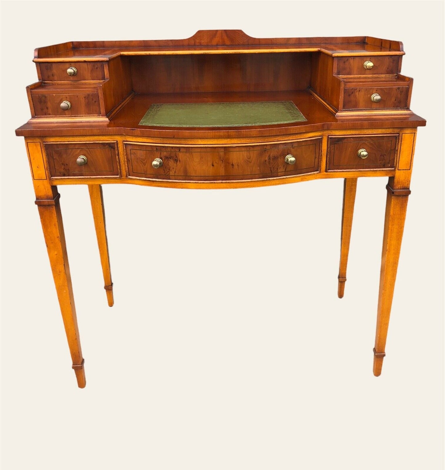 000954....Handsome Vintage Yew Wood Writing Desk ( sold )