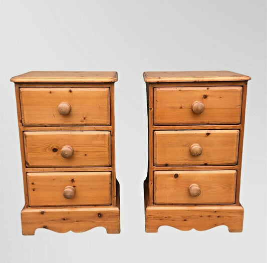 A Pair Of Vintage Heavy Pine Bedsides Chests / Bedside Tables ( SOLD )