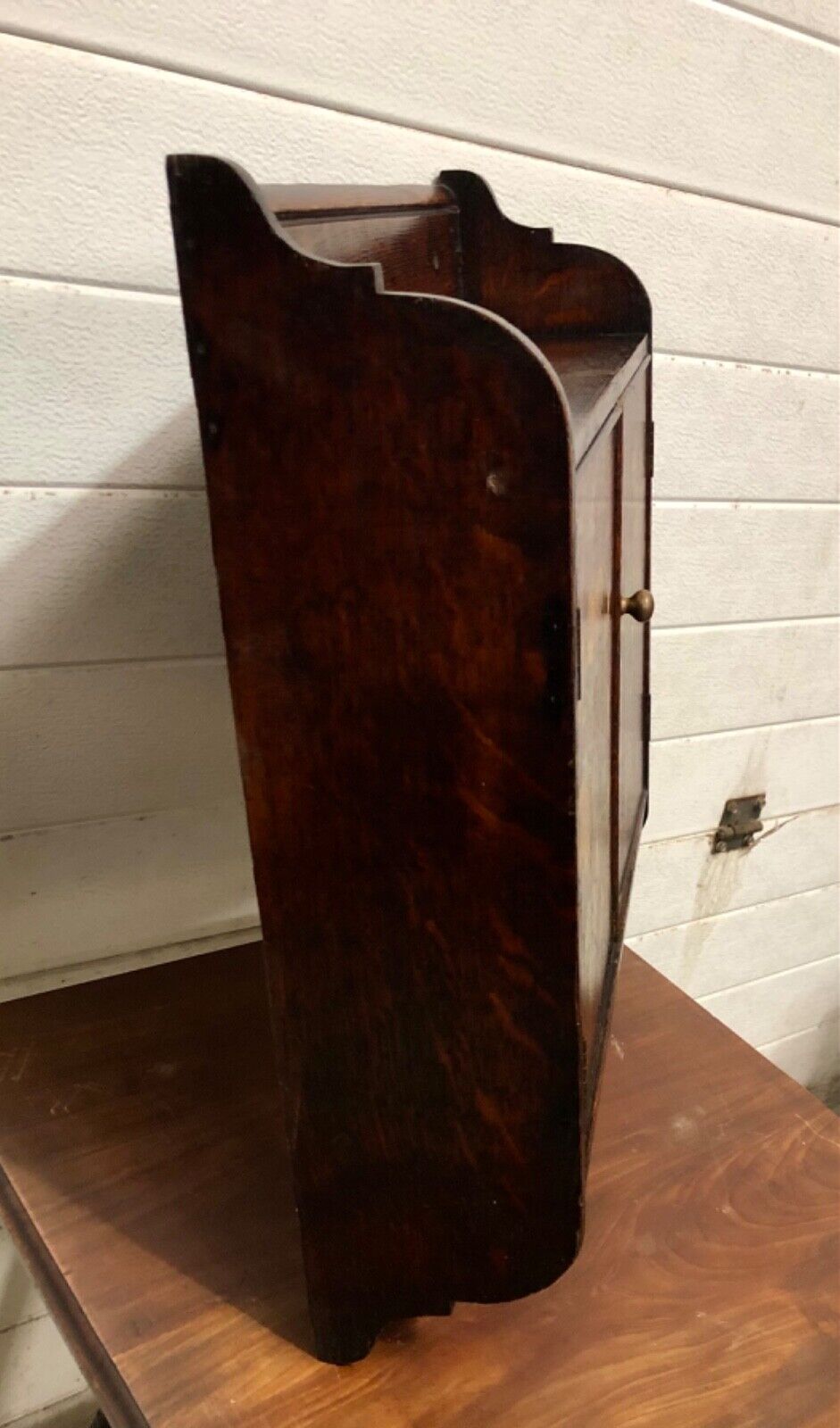 000735....Handsome Edwardian Hand Painted Oak Wall Cabinet ( sold )