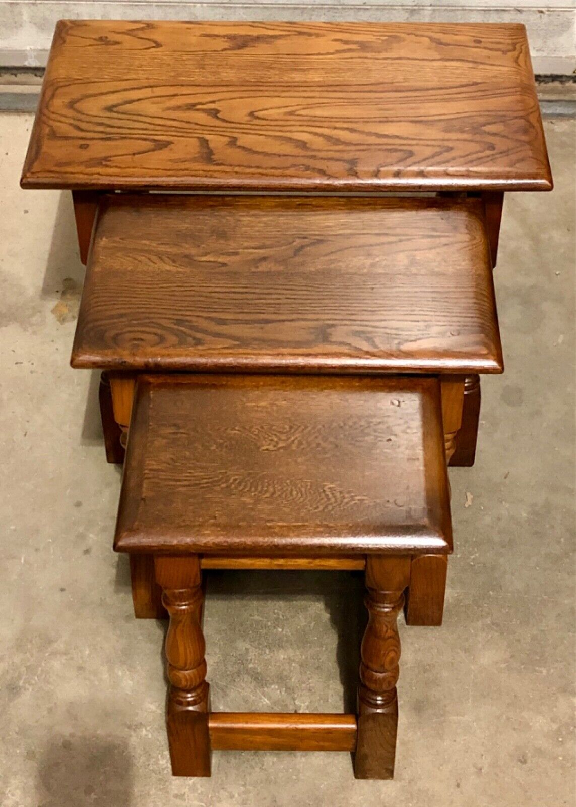 000825....Vintage Solid Oak Nest Of Tables / Coffee Tables ( sold )