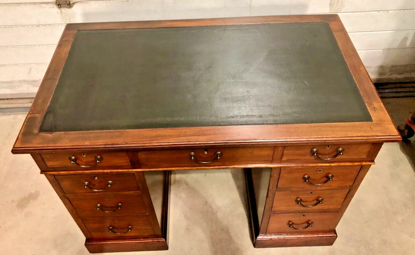 000733....Handsome Vintage Solid Mahogany Pedestal Desk ( sold )