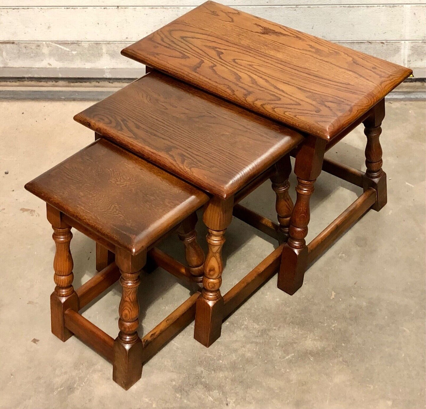 000825....Vintage Solid Oak Nest Of Tables / Coffee Tables ( sold )
