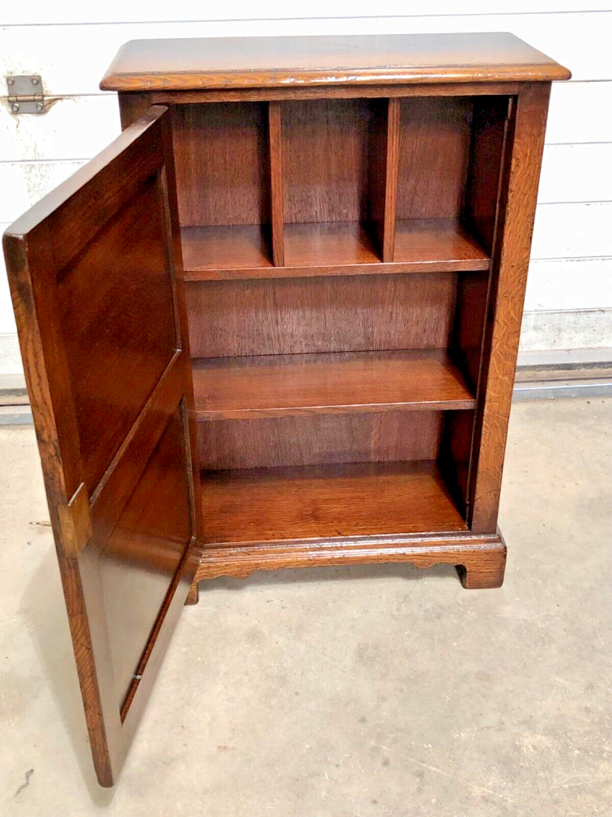 000825....A Handsome Pair Of Vintage Slim Solid Oak Side Cabinets