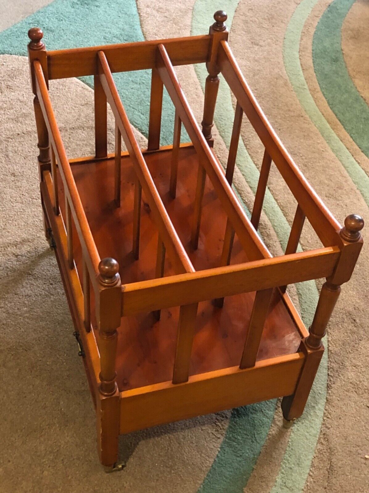 000783....Handsome Vintage Yew Canterbury / Magazine Rack ( sold )