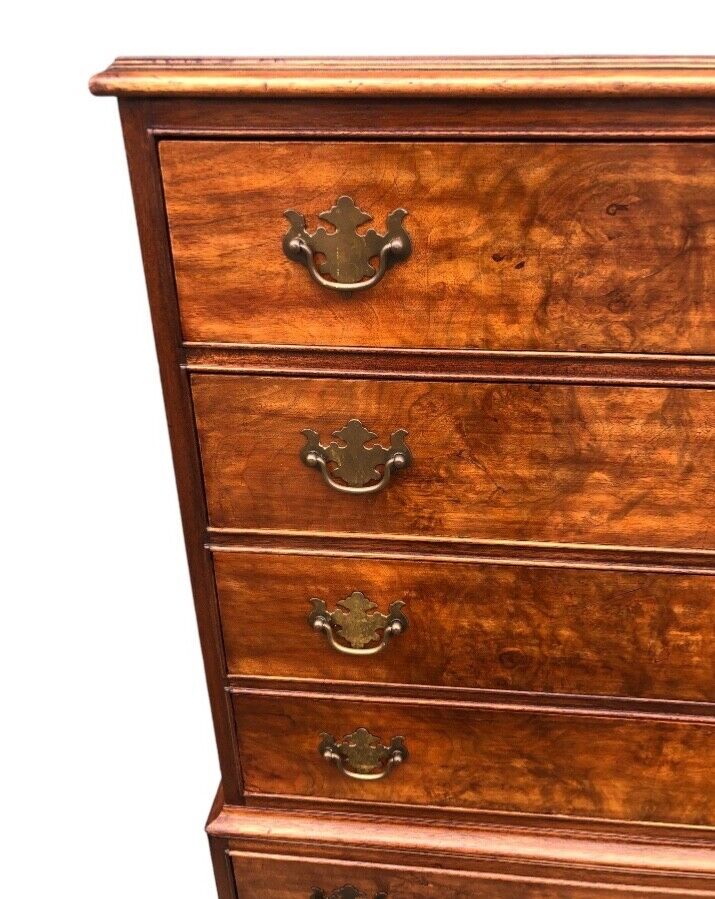 000819....Handsome Vintage Figured Walnut Tallboy Chest On Chest ( sold )