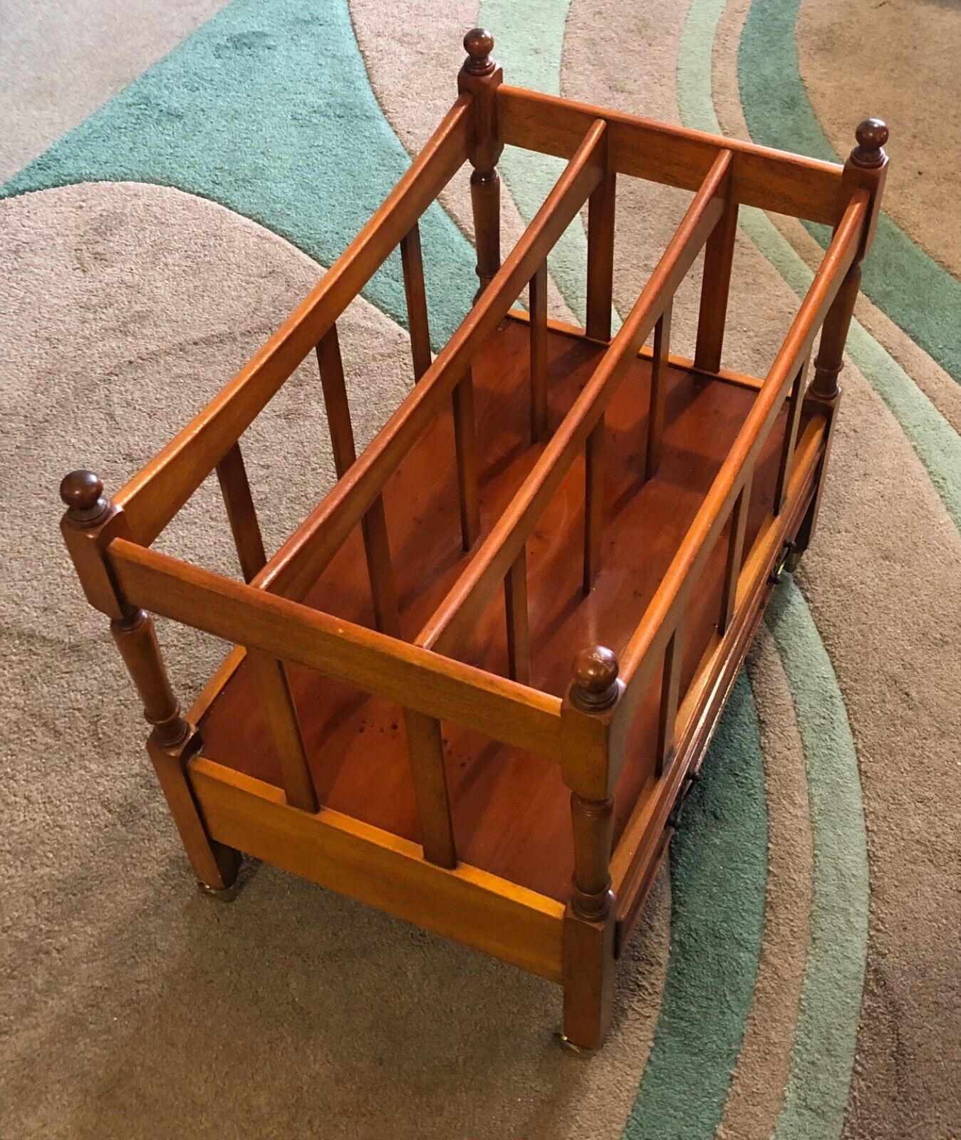 000783....Handsome Vintage Yew Canterbury / Magazine Rack ( sold )