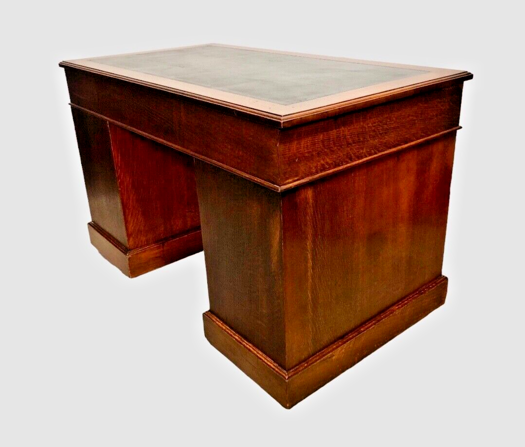 000851....Handsome Edwardian Oak Pedestal Desk ( sold )