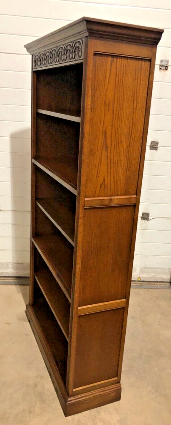 000854....Handsome Carved Oak Bookcase / Old Charm Bookcase ( sold