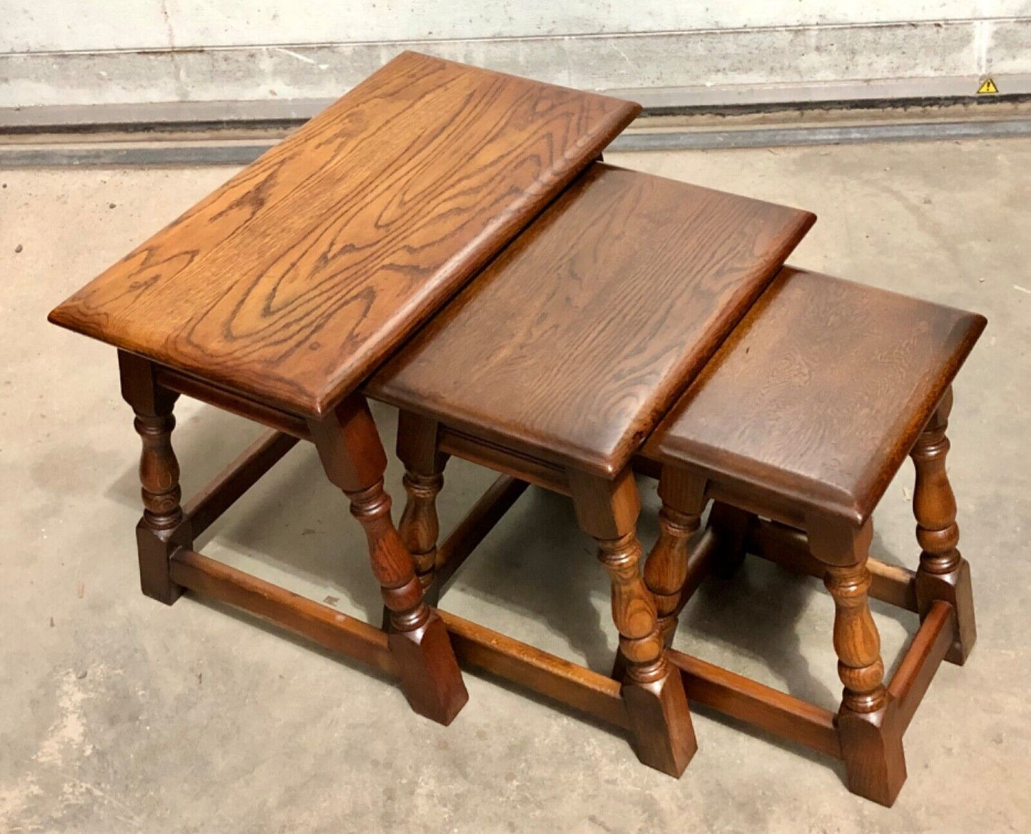 000825....Vintage Solid Oak Nest Of Tables / Coffee Tables ( sold )