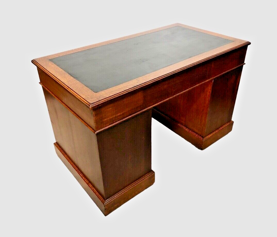 000851....Handsome Edwardian Oak Pedestal Desk ( sold )