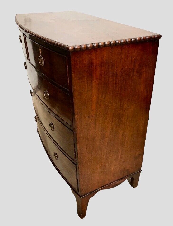 000844....Handsome Antique Mahogany Bow Front Chest Of Drawers ( sold )