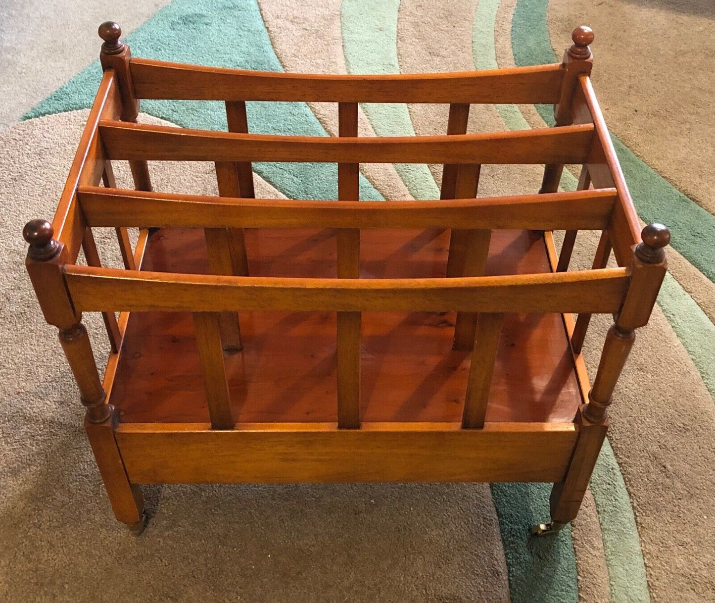 000783....Handsome Vintage Yew Canterbury / Magazine Rack ( sold )