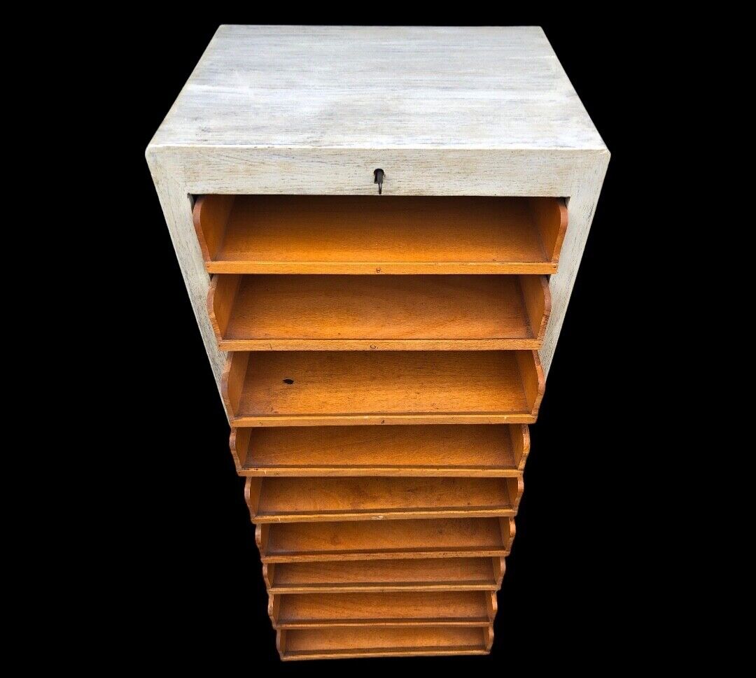 000840....Handsome Vintage Tambour Fronted Filing Cabinet ( sold )