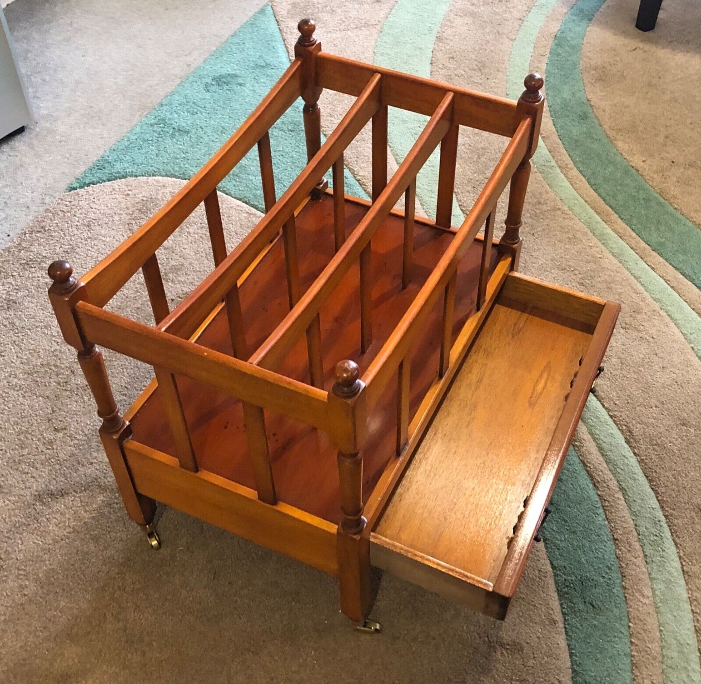 000783....Handsome Vintage Yew Canterbury / Magazine Rack ( sold )