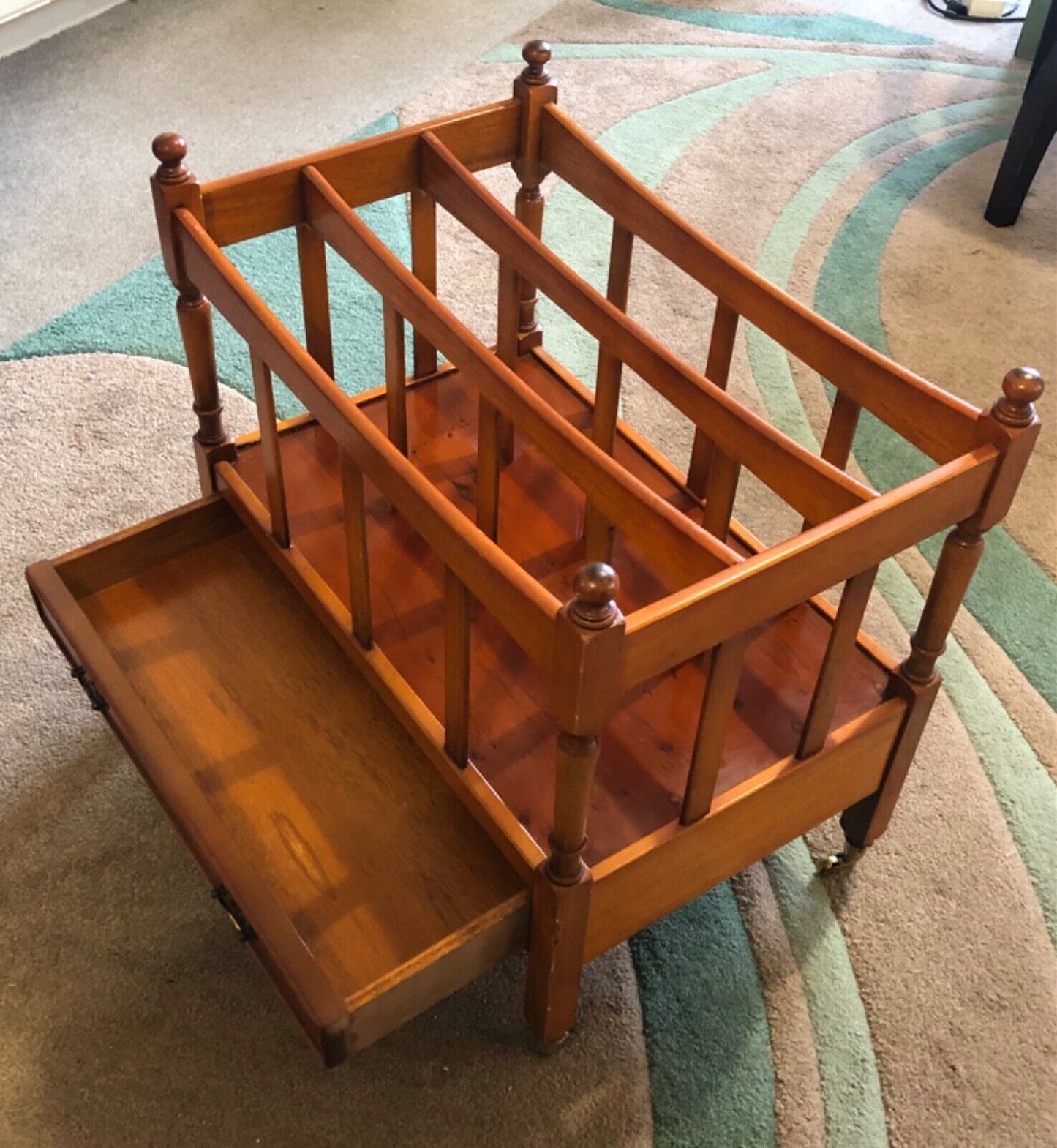 000783....Handsome Vintage Yew Canterbury / Magazine Rack ( sold )