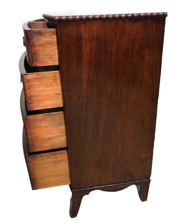 000844....Handsome Antique Mahogany Bow Front Chest Of Drawers ( sold )