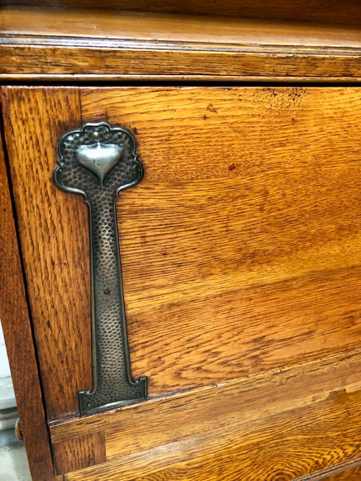 000817....Handsome Arts And Crafts Oak Bureau Bookcase ( sold )