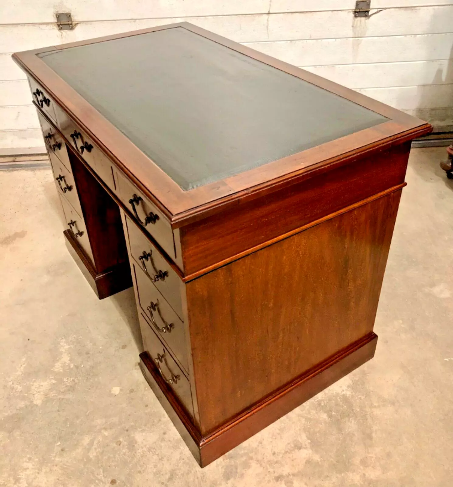 000733....Handsome Vintage Solid Mahogany Pedestal Desk ( sold )