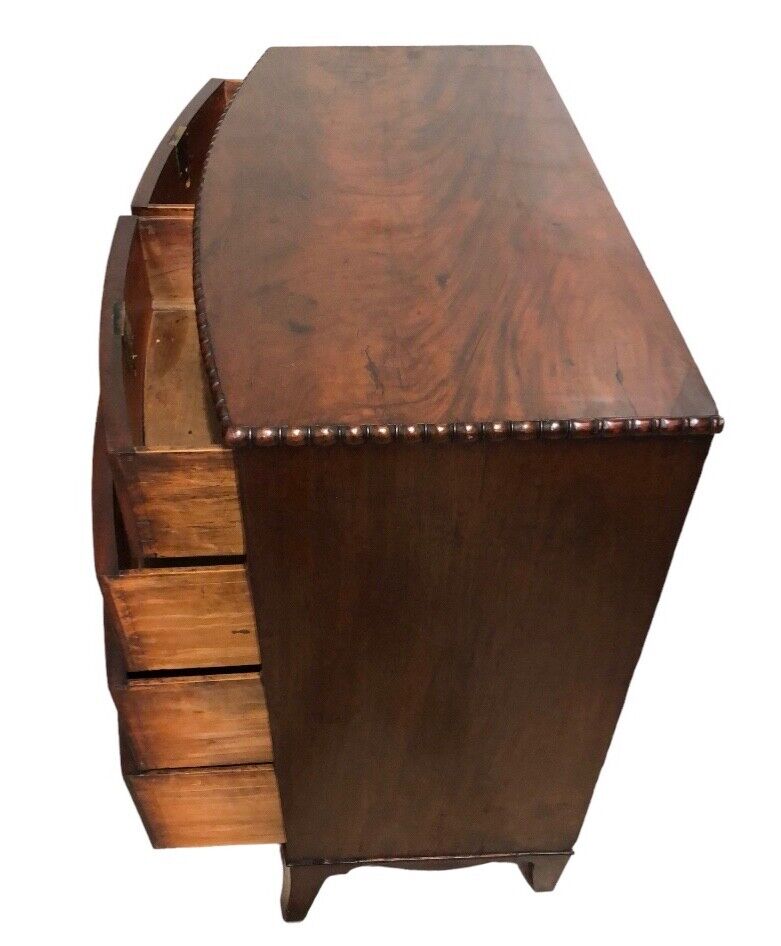 000844....Handsome Antique Mahogany Bow Front Chest Of Drawers ( sold )