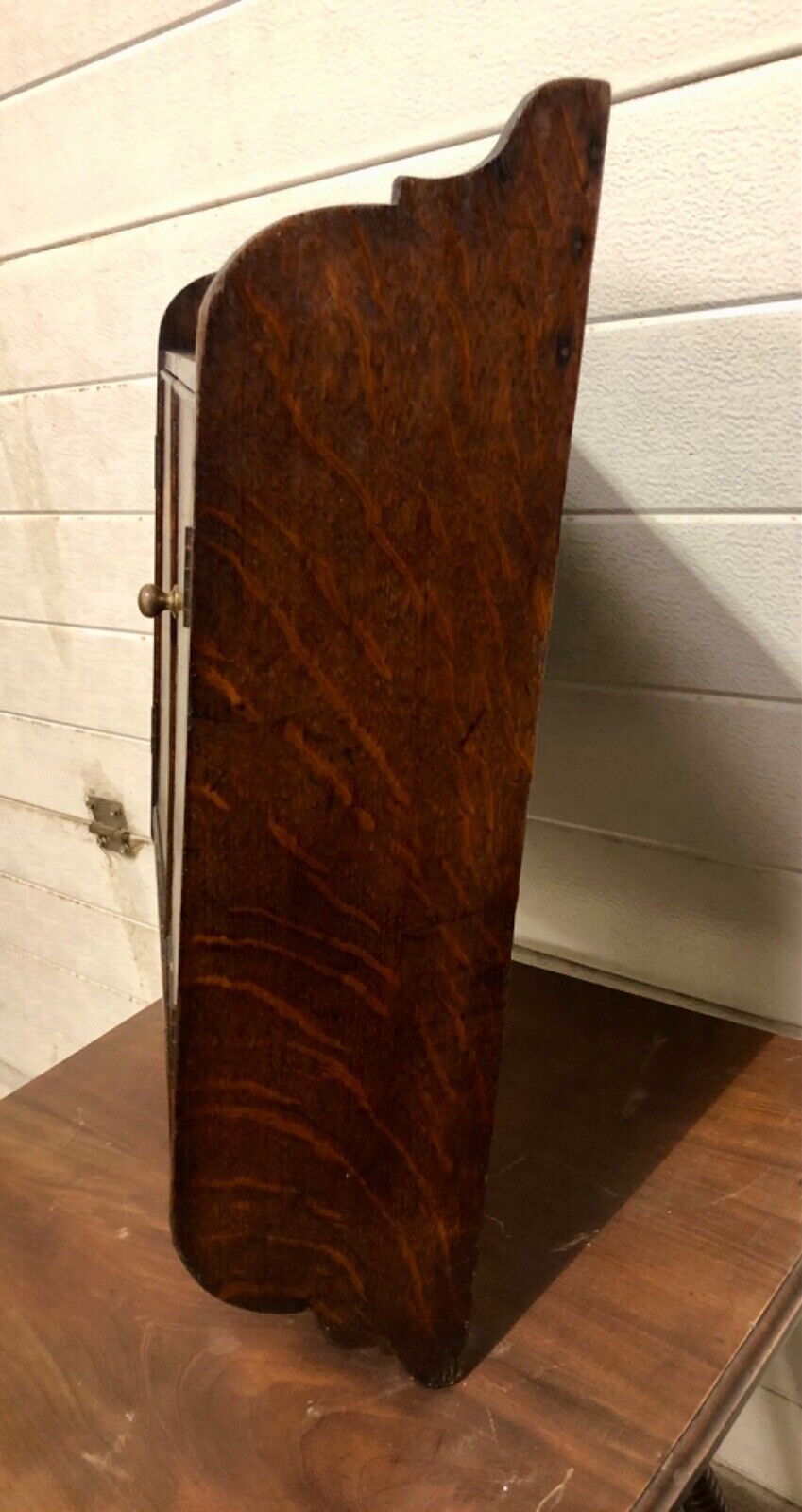 000735....Handsome Edwardian Hand Painted Oak Wall Cabinet ( sold )