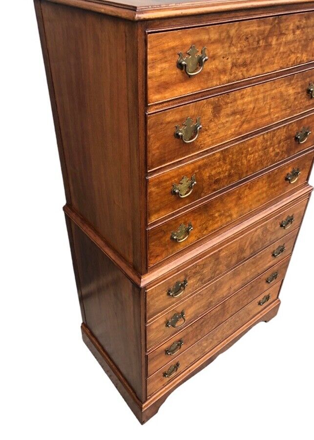 000819....Handsome Vintage Figured Walnut Tallboy Chest On Chest ( sold )