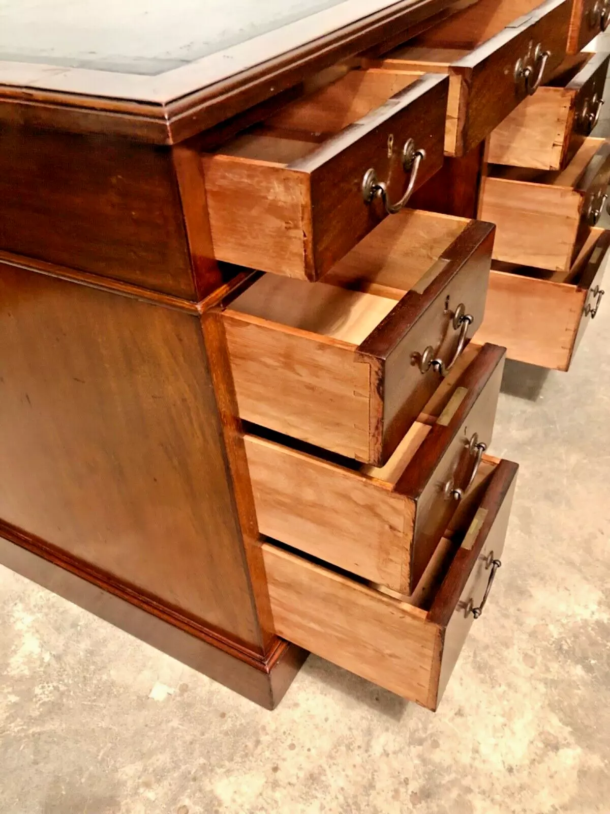 000733....Handsome Vintage Solid Mahogany Pedestal Desk ( sold )