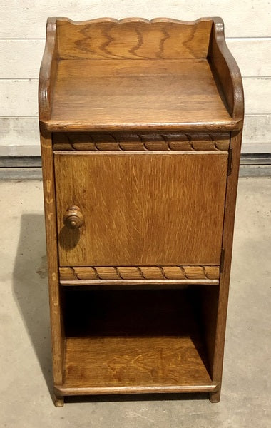 000729....Handsome Arts And Crafts Solid Oak Bedside Table ( sold )