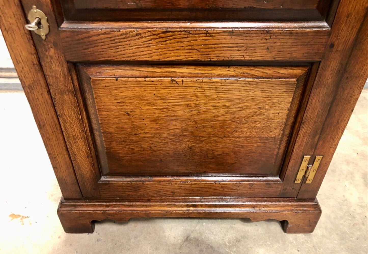 000825....A Handsome Pair Of Vintage Slim Solid Oak Side Cabinets