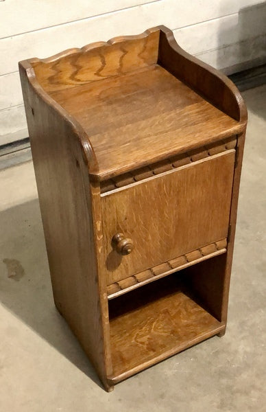 000729....Handsome Arts And Crafts Solid Oak Bedside Table ( sold )