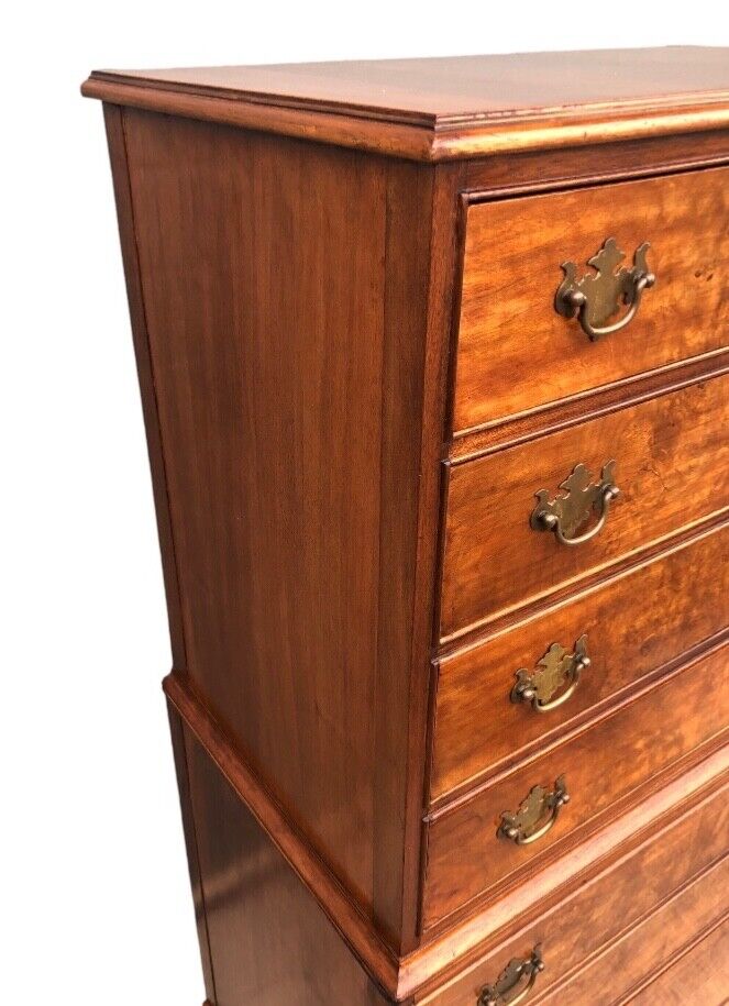 000819....Handsome Vintage Figured Walnut Tallboy Chest On Chest ( sold )