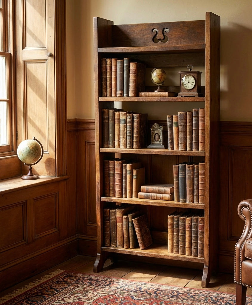 000549....Handsome Arts And Crafts Oak Bookcase ( sold )