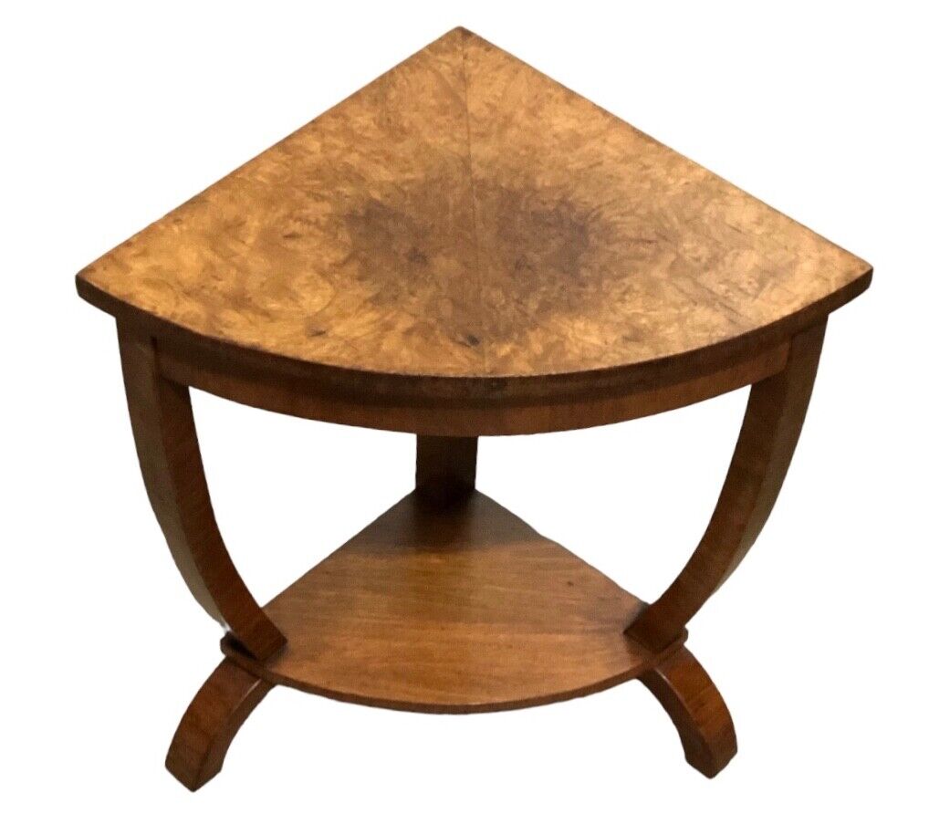 000804....Small Art Deco Walnut Corner Table / Plant Stand ( sold )