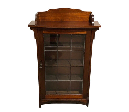 000778....Handsome Vintage Arts And Crafts Mahogany Bookcase / Display Cabinet