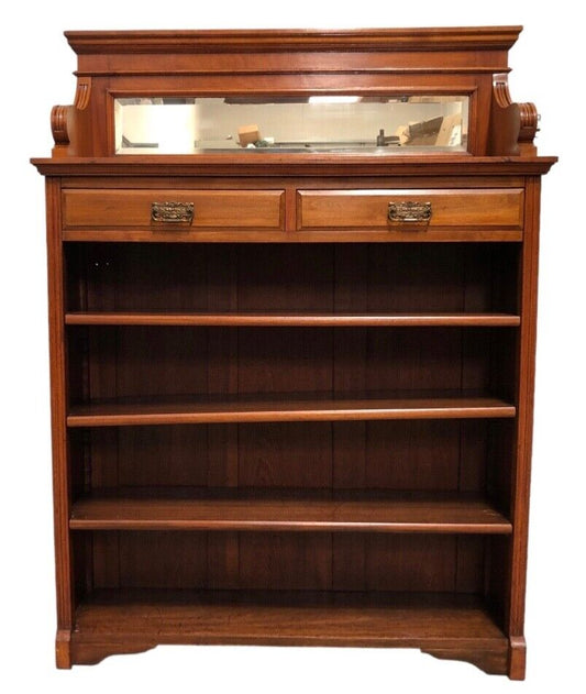 000829.....Handsome Edwardian Walnut Bookcase / Bookshelves