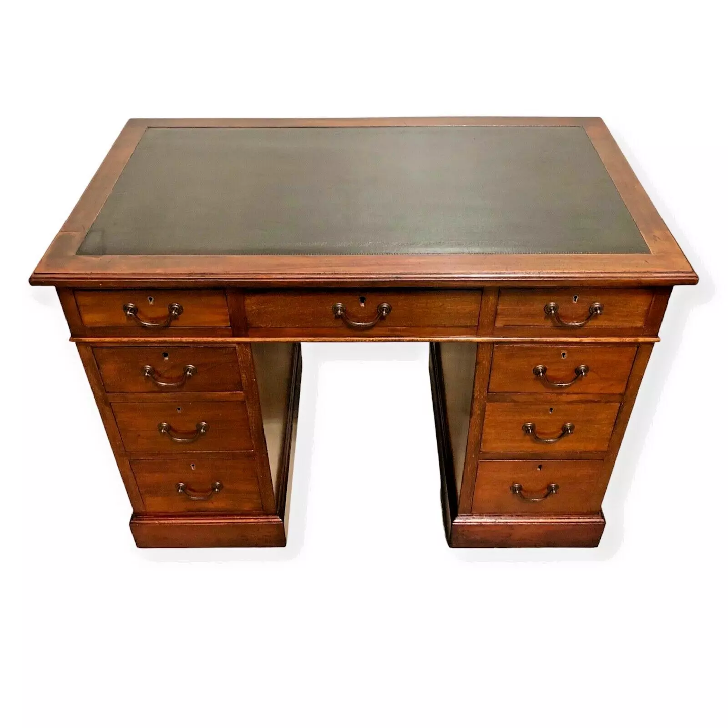 000733....Handsome Vintage Solid Mahogany Pedestal Desk ( sold )