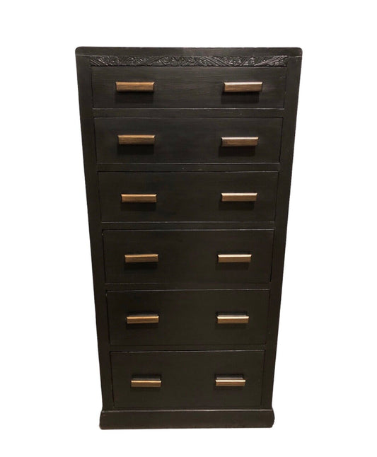 000857....Handsome Art Deco Oak Tallboy Chest Of Drawers ( sold )