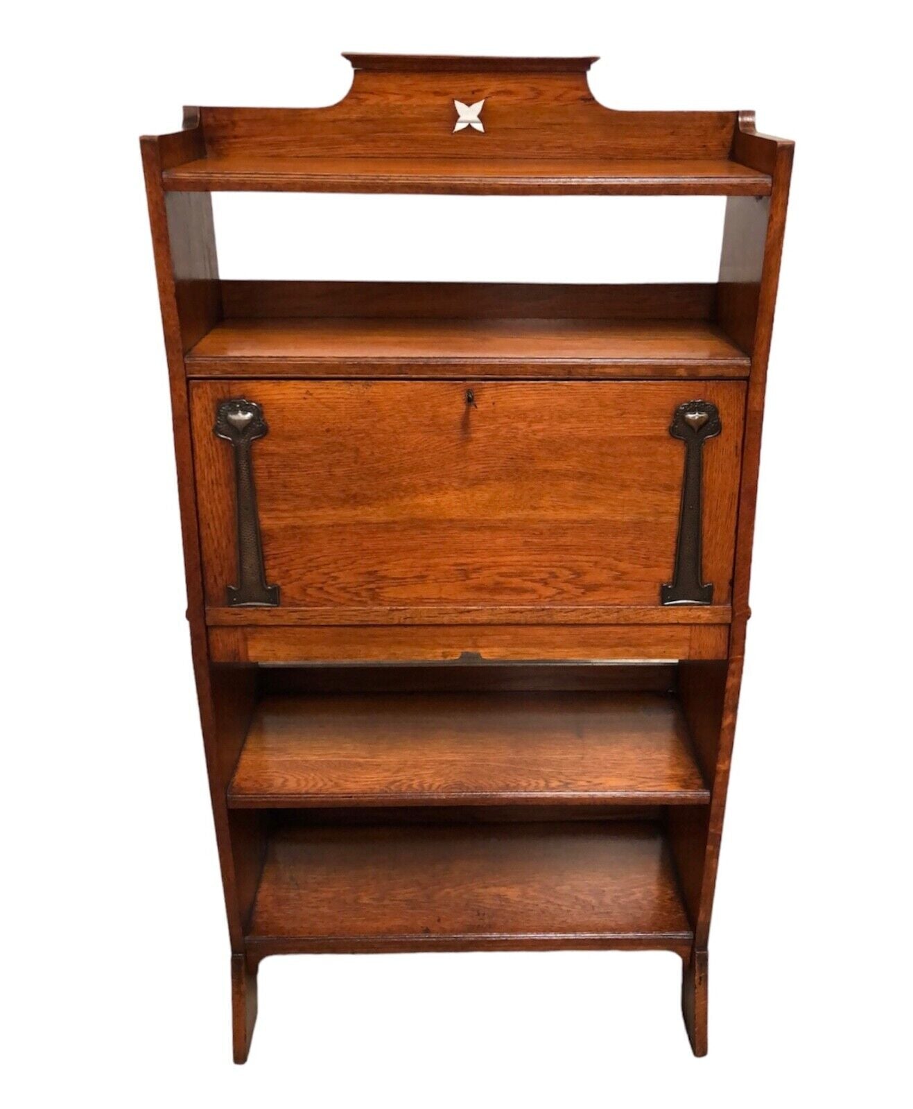 000817....Handsome Arts And Crafts Oak Bureau Bookcase ( sold )