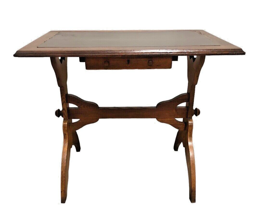 000852....Arts And Crafts Rustic Oak Writing Table ( sold )