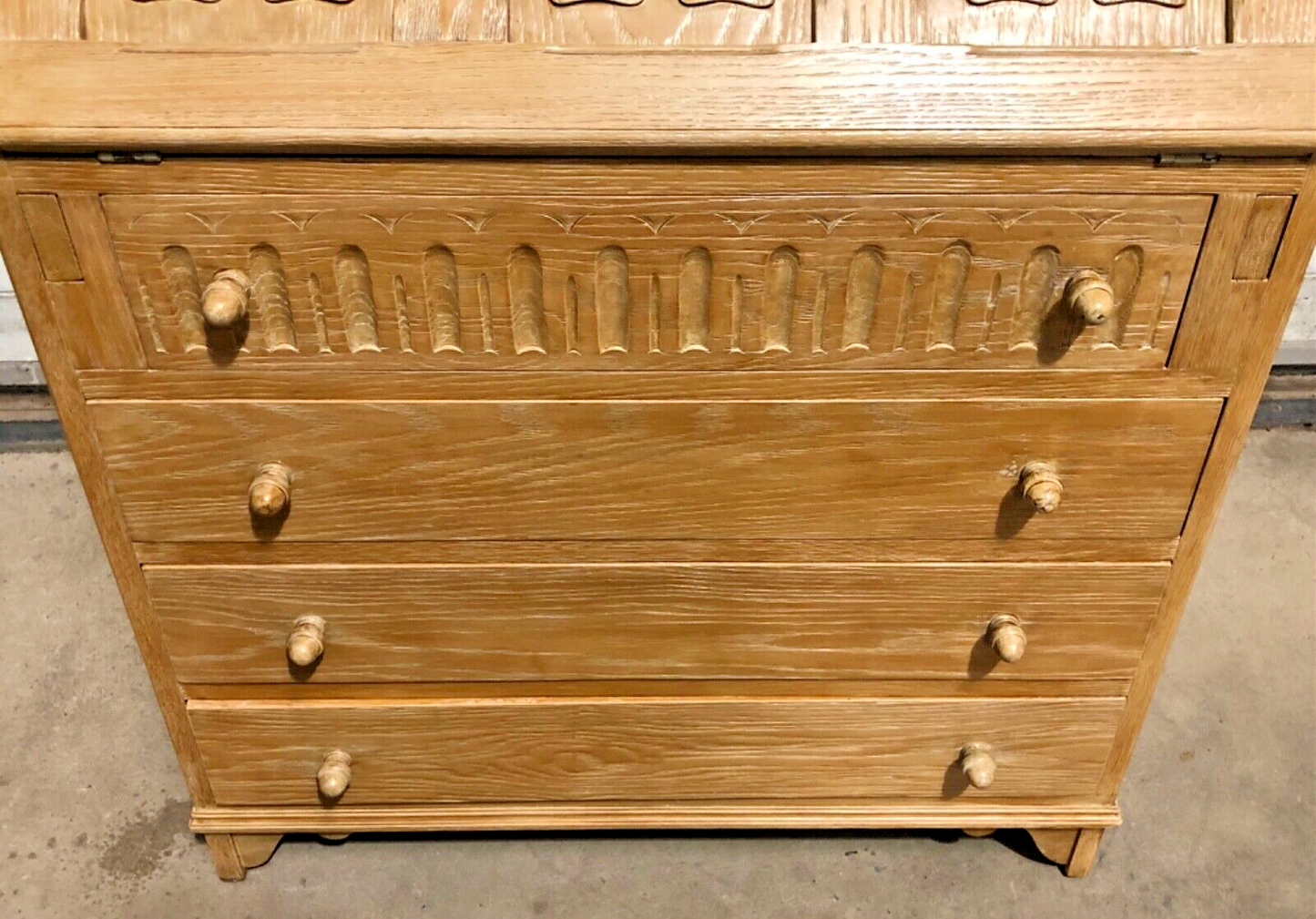 000864....Handsome Vintage Bleached Oak Bureau / Writing Desk ( sold )