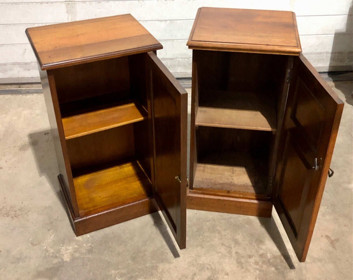 000792....Two Antique Solid Walnut Bedside Cabinets / Nightstands ( sold )