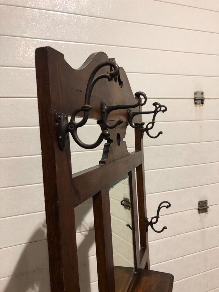 000785....Handsome Antique Oak Hall Stand / Coat Rack ( sold )