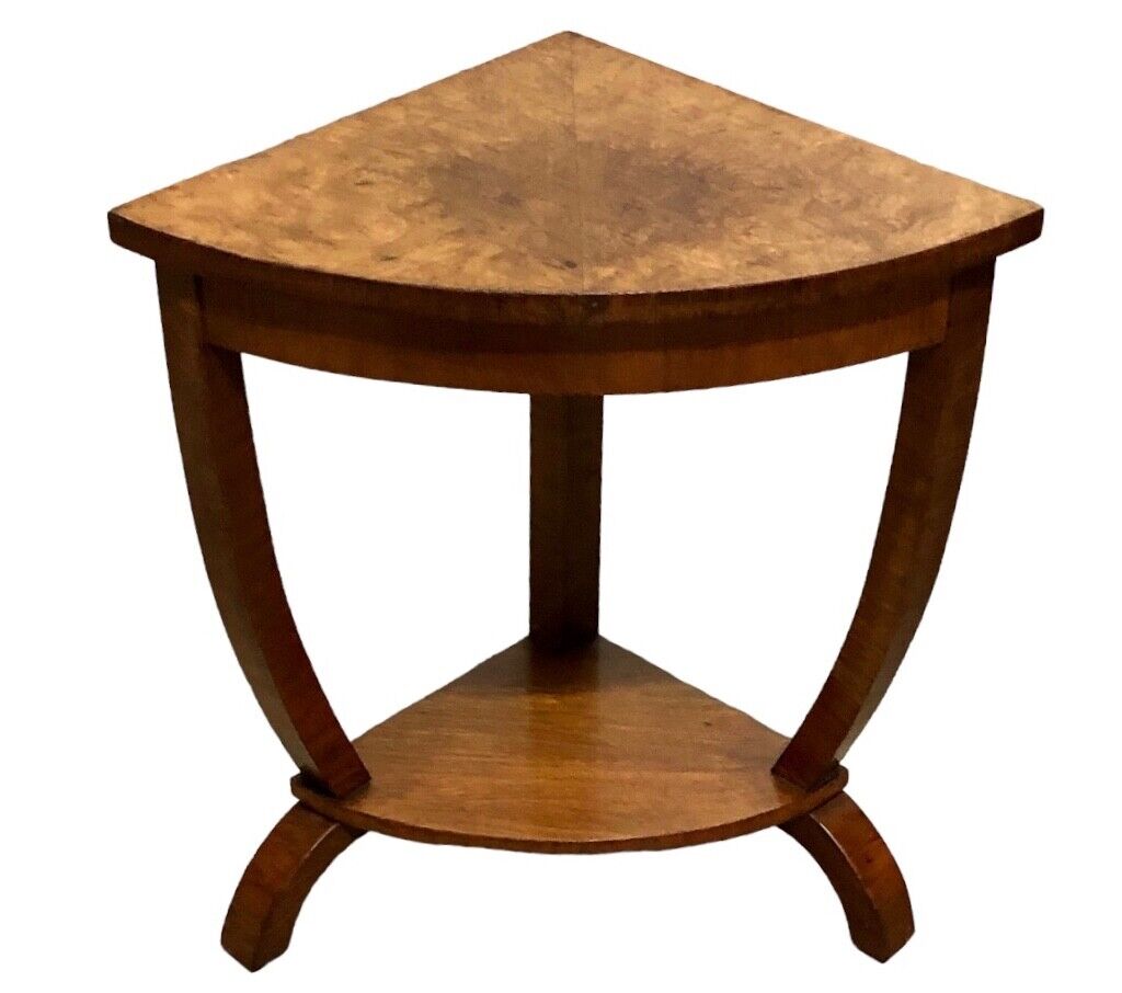 000804....Small Art Deco Walnut Corner Table / Plant Stand ( sold )