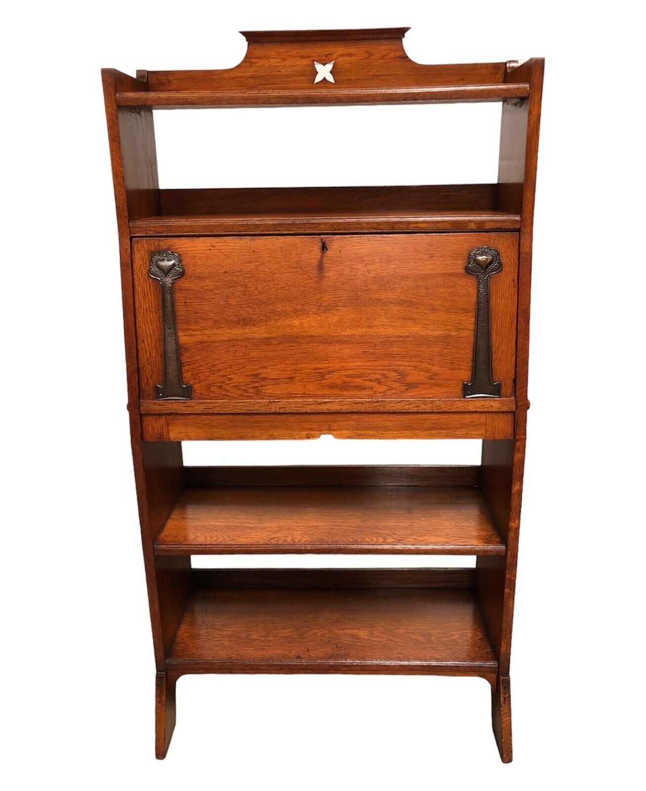 000817....Handsome Arts And Crafts Oak Bureau Bookcase ( sold )