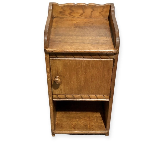 000729....Handsome Arts And Crafts Solid Oak Bedside Table ( sold )