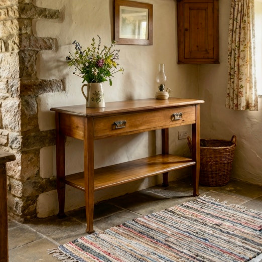 000534....Handsome Arts And Crafts Walnut Side Or Hall Table ( sold )