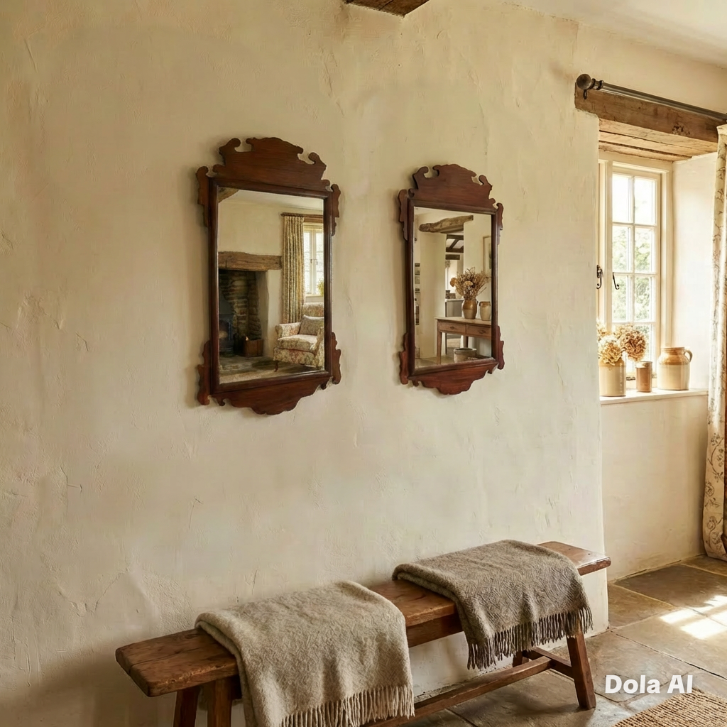 000531....Handsome Pair Of Vintage Mahogany Wall Mirrors ( sold )
