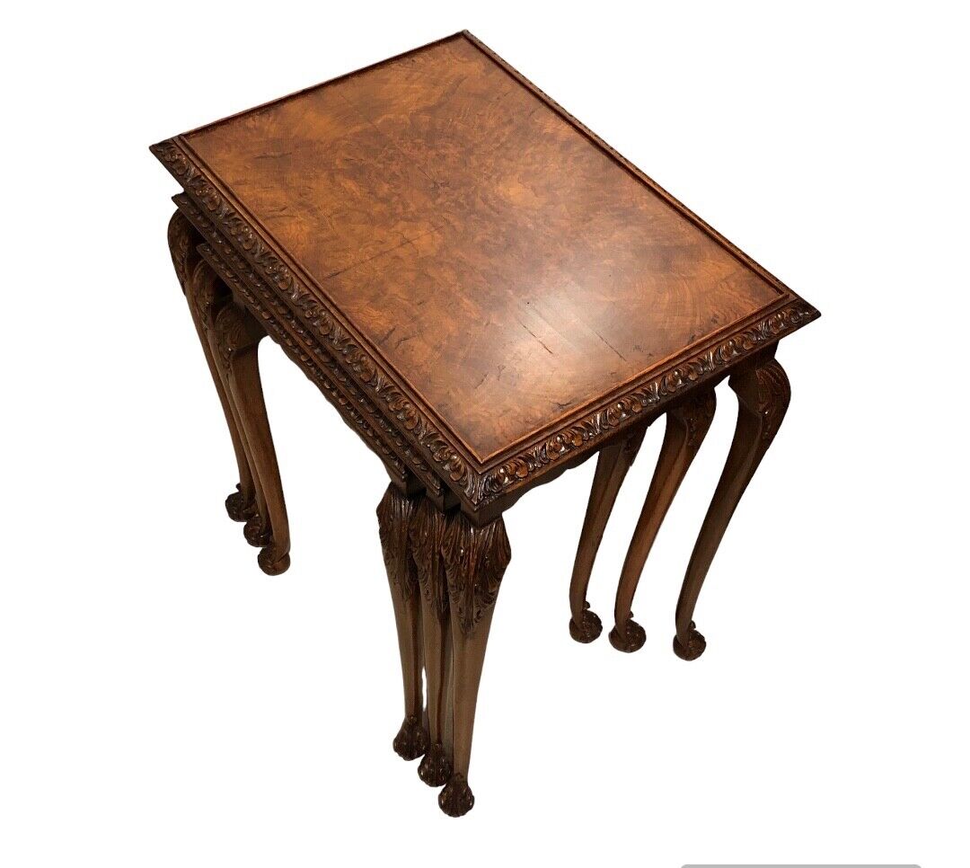 000820.....Stunning Figured Walnut Nest Of Tables / Walnut Coffee Tables ( sold )